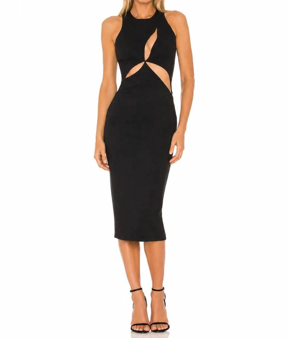 NEW MOTHER OF ALL danielle cutout midi dress in black